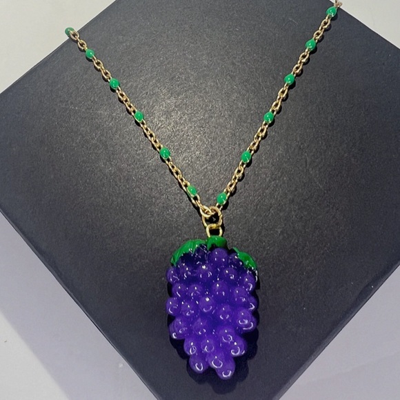 Handmade Jewelry - FRUIT SERIES Resin Grape Green Enamel Bead Necklace